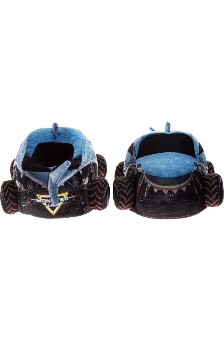 Monster Jam "Megalodon" Boys' 3D Plush Slippers, Alternate, color, Blue Black