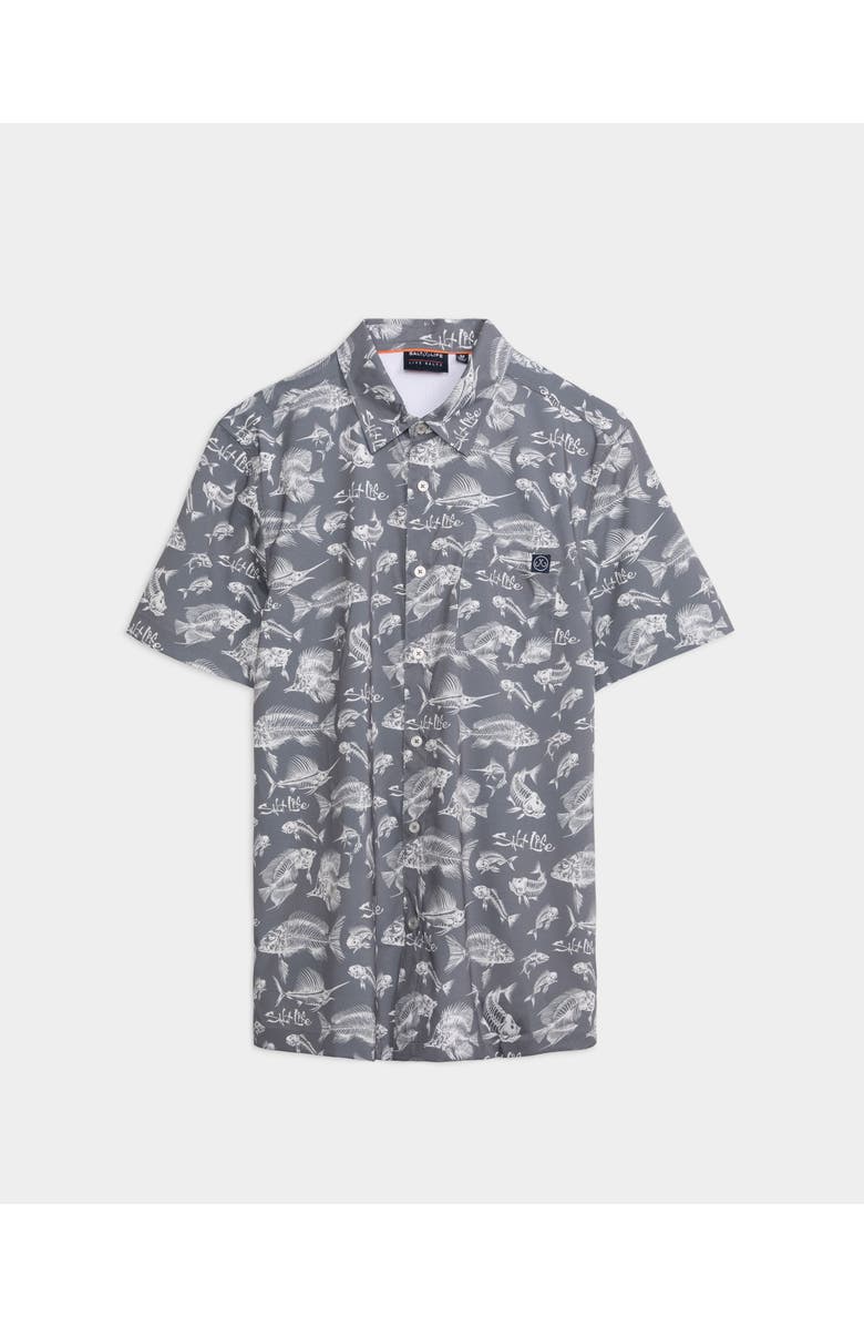 Salt Life Fish N Bones 2.0 Performance Woven Shirt, Main, color, Castle Rock