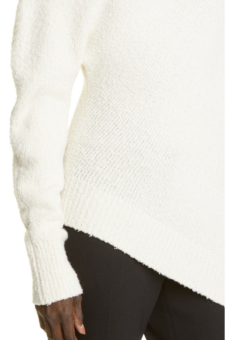 Asymmetric Hem Merino Wool Blend Bouclé Sweater, Alternate, color, ECRU