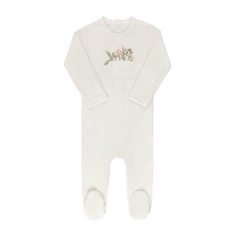 Velour Pocket Full of Flowers Collection - Footie