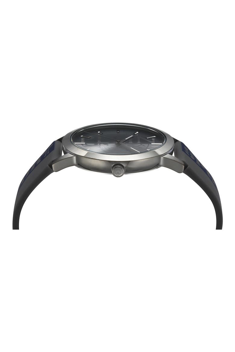 Three-Hand Quartz Silicone Strap Watch, 44mm, Alternate, color, GUN