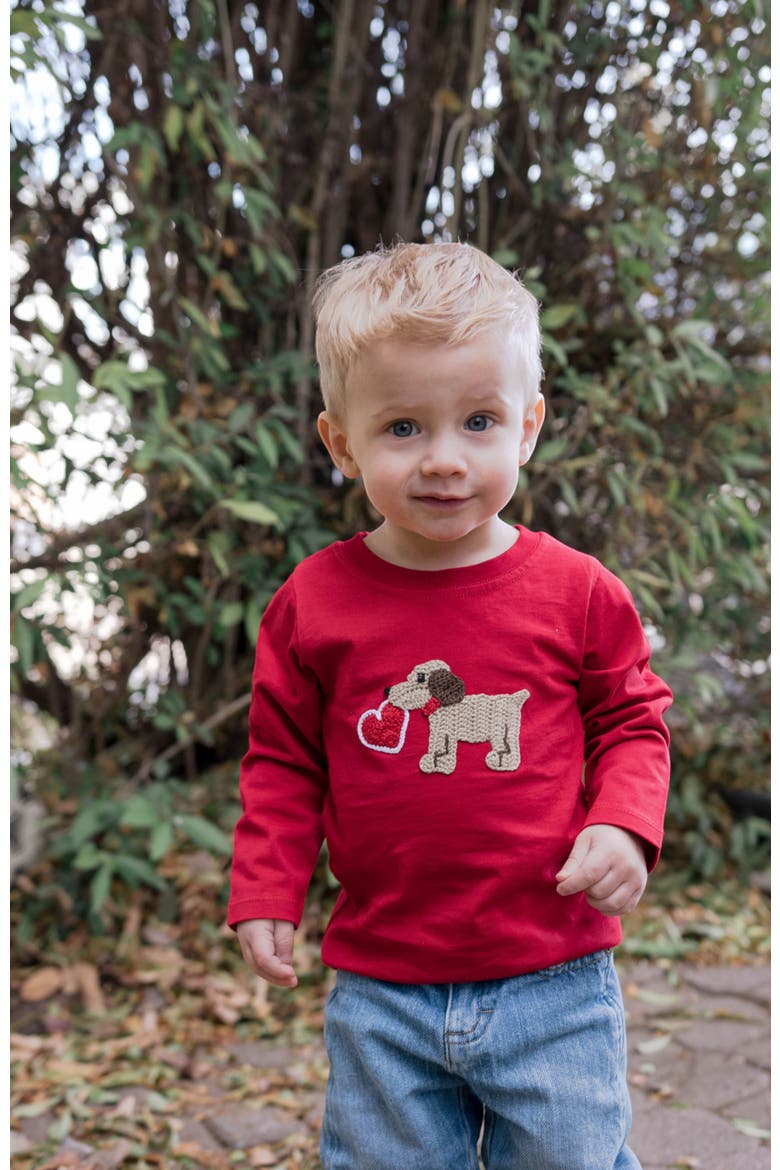 Red Valentine Puppy Tee, Alternate, color, Red