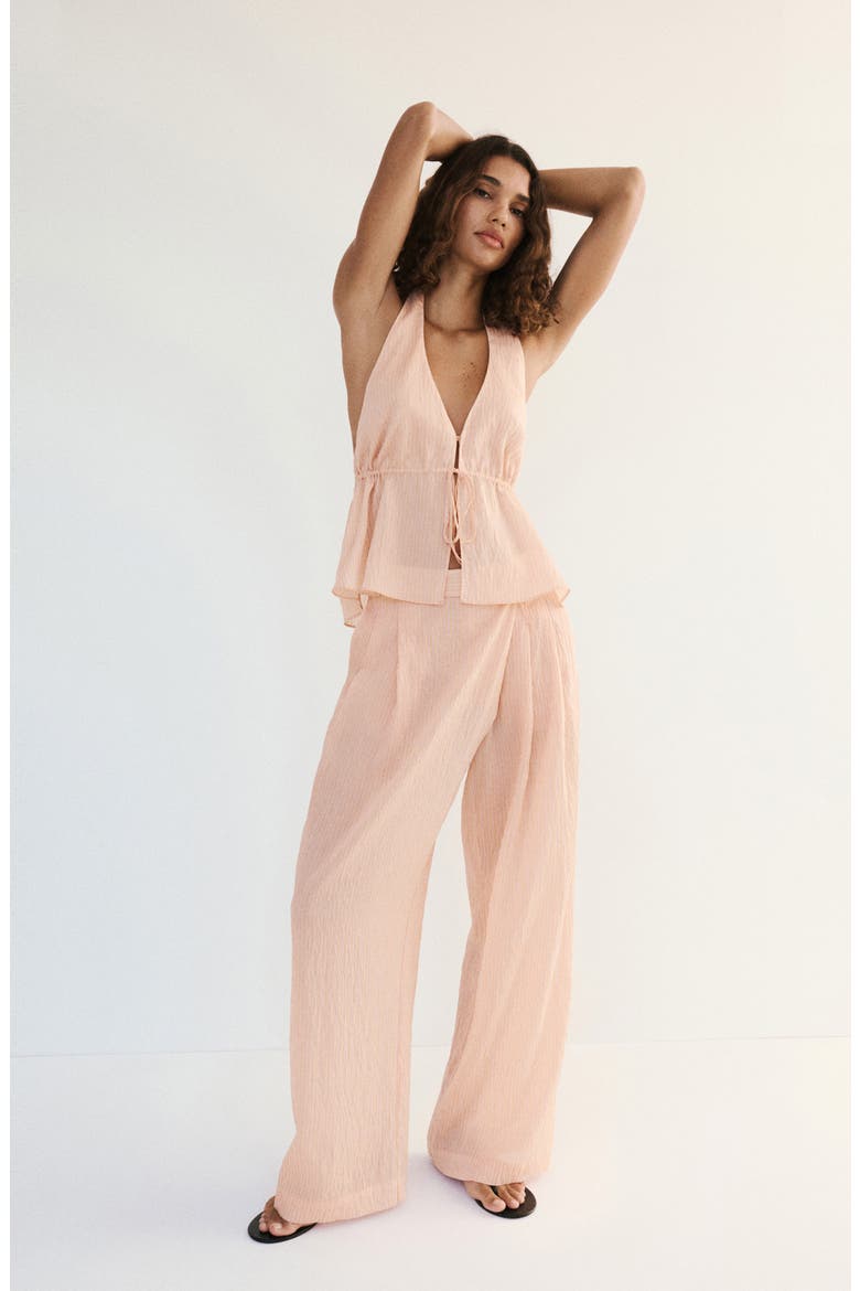 Stripe Pleated Wide Leg Pants, Alternate, color, ORANGE