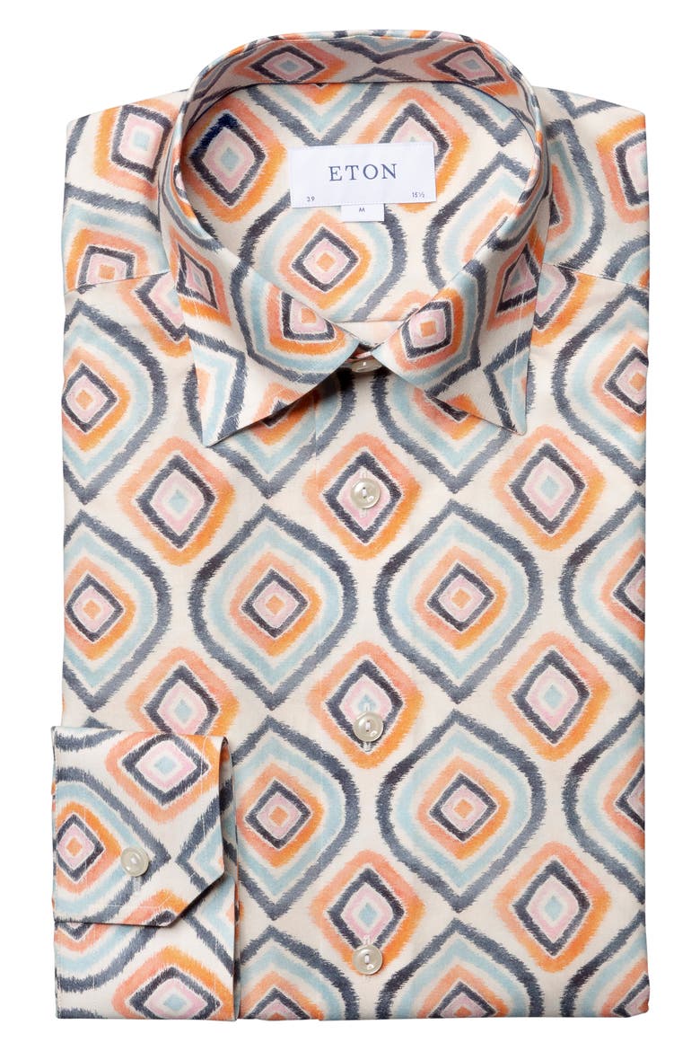 Slim Fit Print Dress Shirt, Alternate, color, WHITE