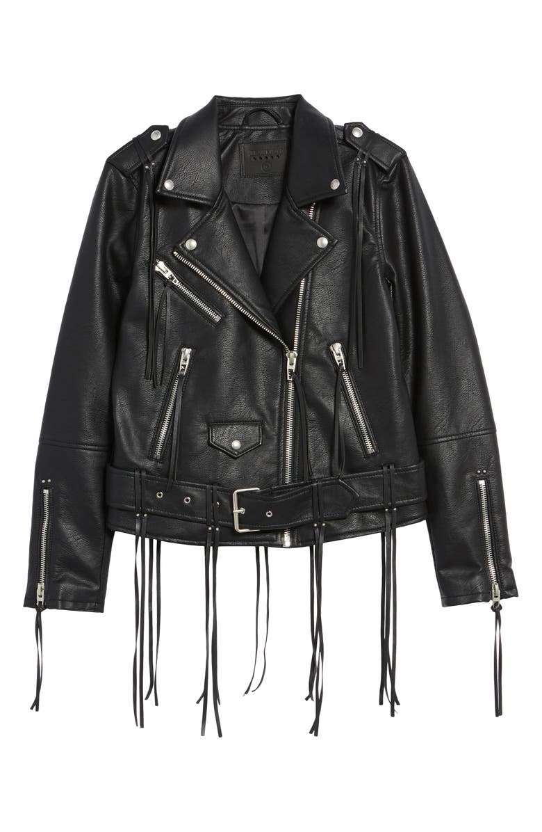 BLANKNYC Faux Leather Tassel Moto Jacket, Alternate, color,