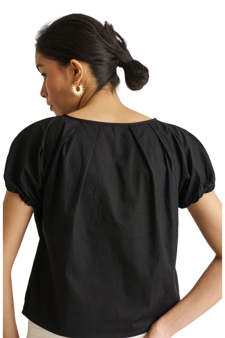 Balloon Sleeve Top, Alternate, color, Black