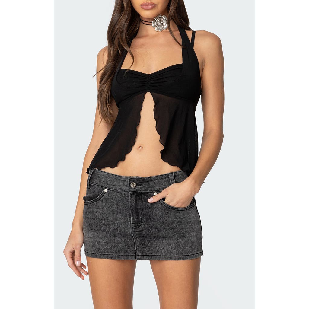 EDIKTED EDIKTED SPLIT FRONT MESH HALTER TOP