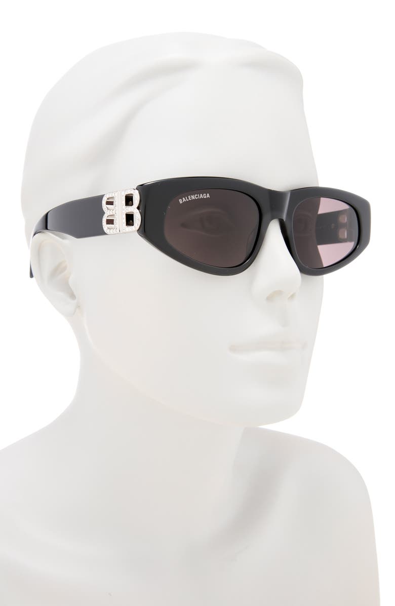 Balenciaga Novelty 53mm Cat Eye Sunglasses, Alternate, color, Black Silver Grey