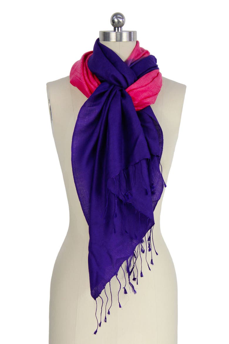 Arielle Two-Tone Cashmere Scarf, Alternate, color, BLUE/ PINK MULTI