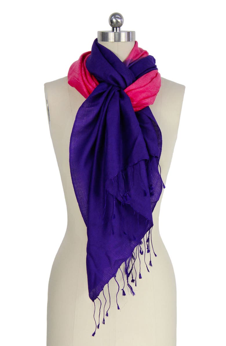 SAACHI Arielle Two-Tone Cashmere Scarf, Alternate, color, Blue/ Pink Multi