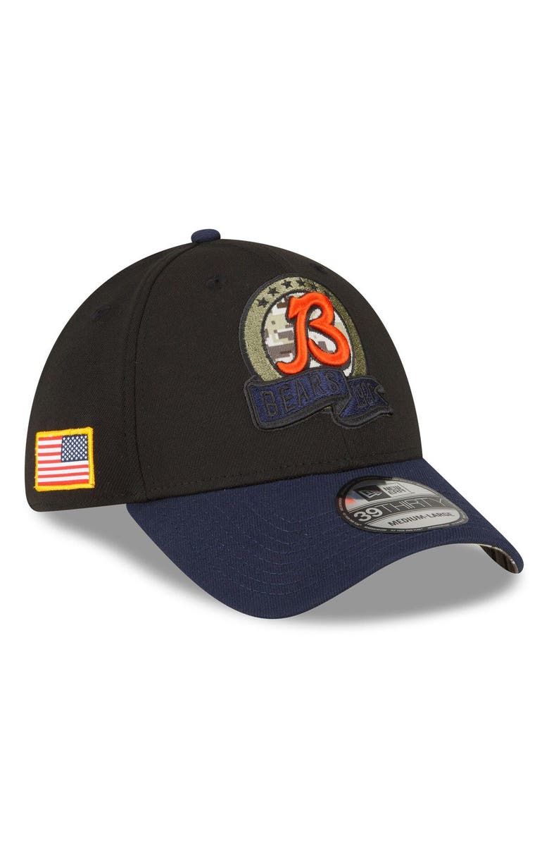 New Era Men's New Era Black/Navy Chicago Bears 2022 Salute To Service 39THIRTY Flex Hat, Main, color, 