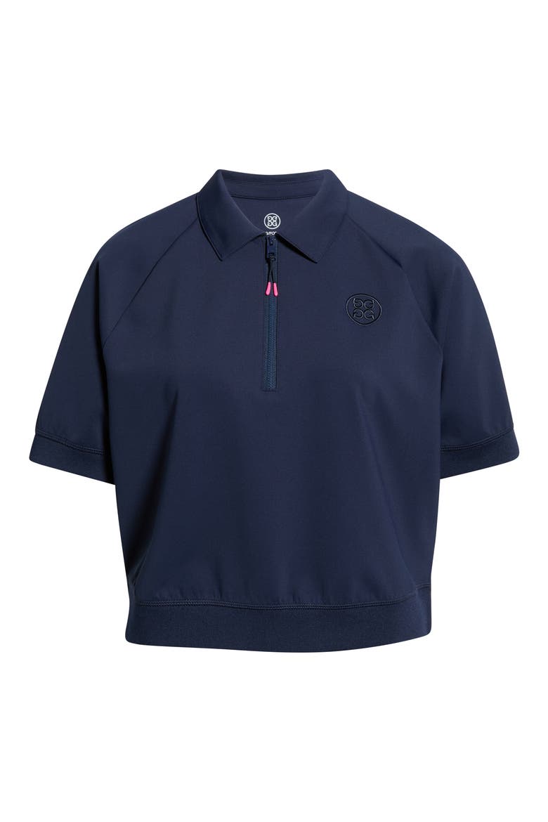 Cropped Stretch Scuba Quarter Zip Polo, Alternate, color, TWILIGHT