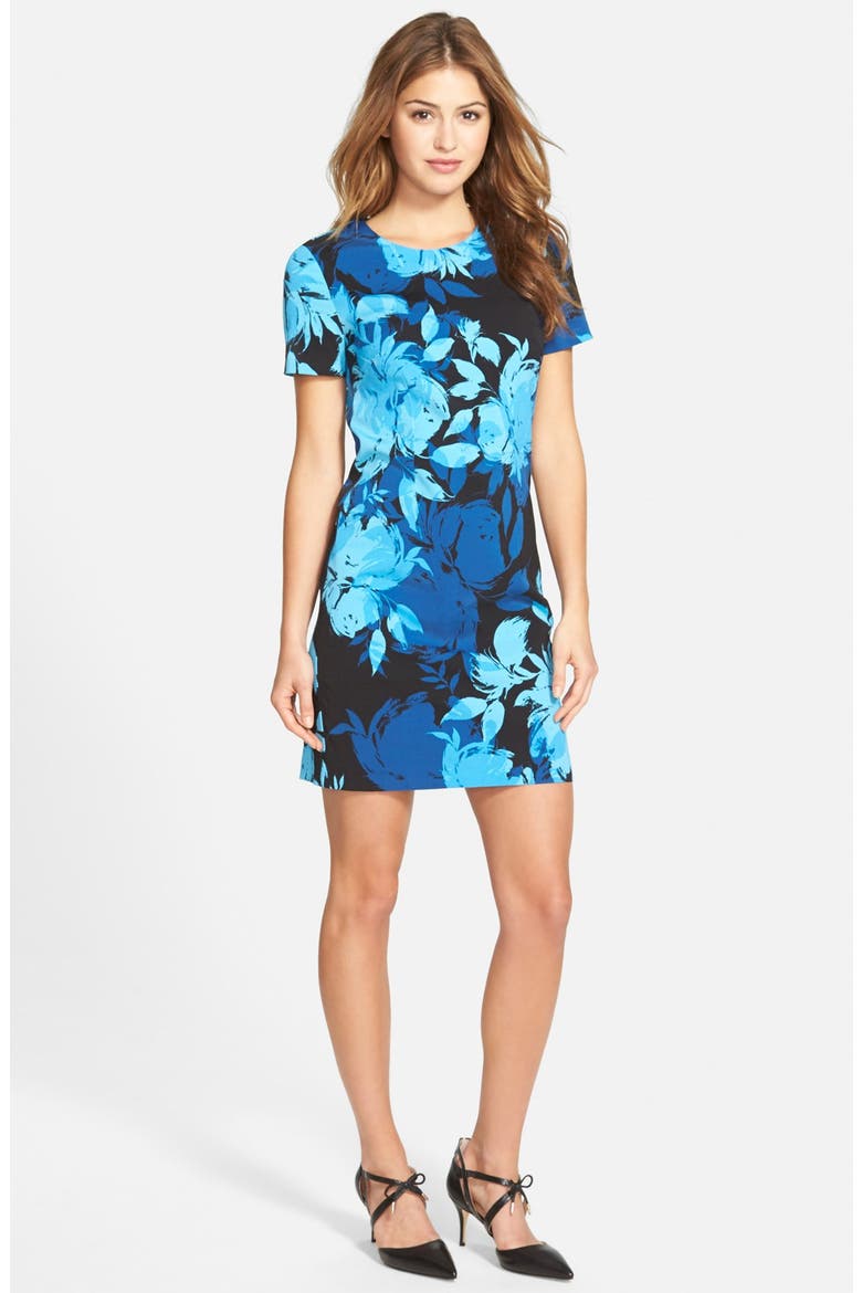 'Natasha' Floral Print Dress, Alternate, color, BLUE BLACK