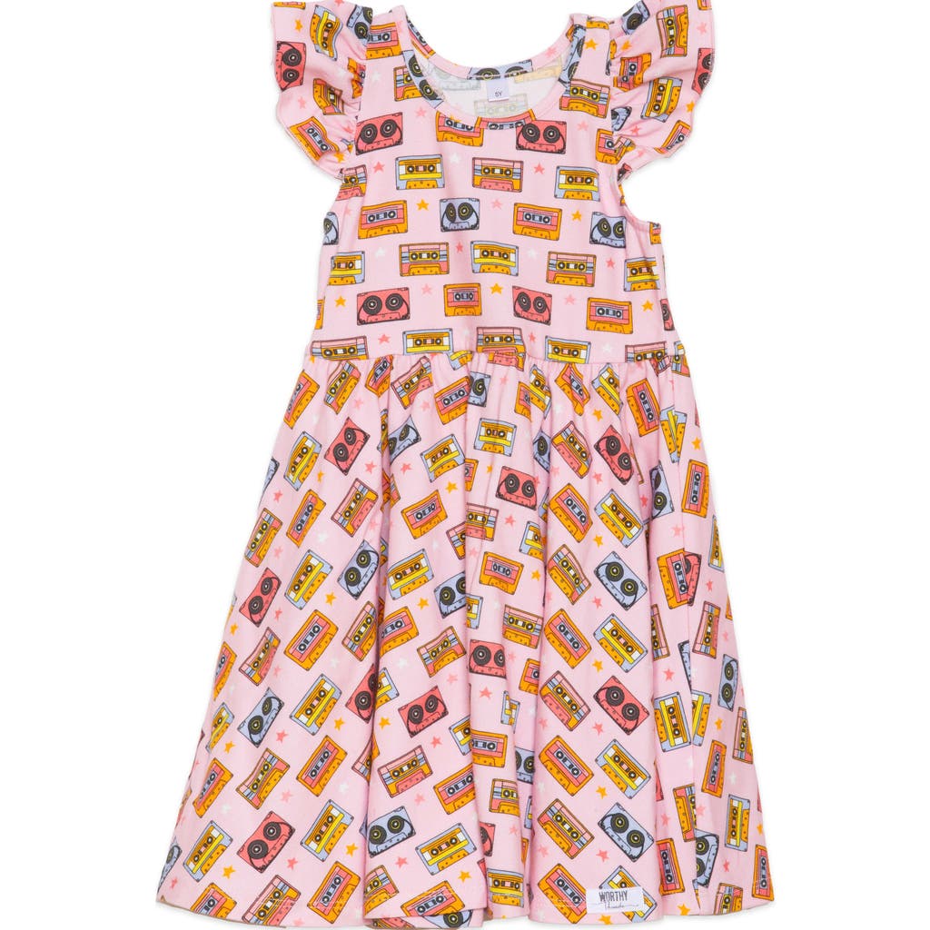 Worthy Threads Girls Racer Back Dress In Cassettes & Stars