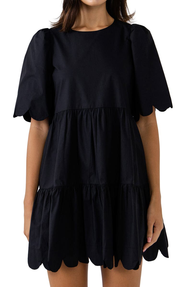 English Factory Scallop Minidress, Alternate, color, Black