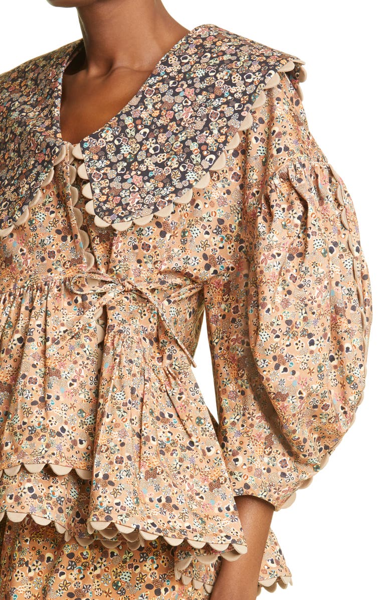 Kika Vargas Shona Print Wrap Top with Overlay, Alternate, color, 