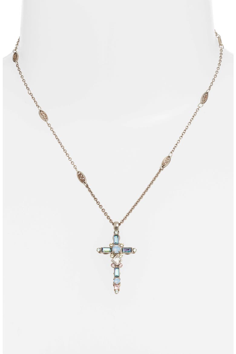 Sliding Cross Pendant Necklace, Alternate, color, BLUE