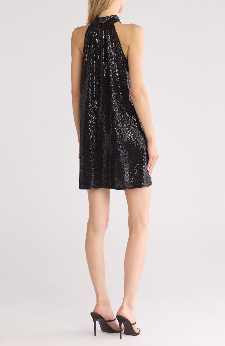 bebe Trap Disco Dot Halter Dress, Alternate, color, Black