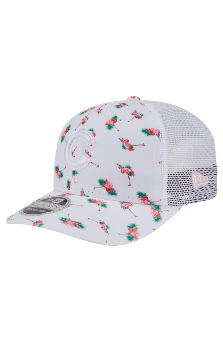 New Era Men's New Era  White Chicago Cubs Flamingo Mesh Back 9SEVENTY Stretch-Snap Hat, Main, color, 
