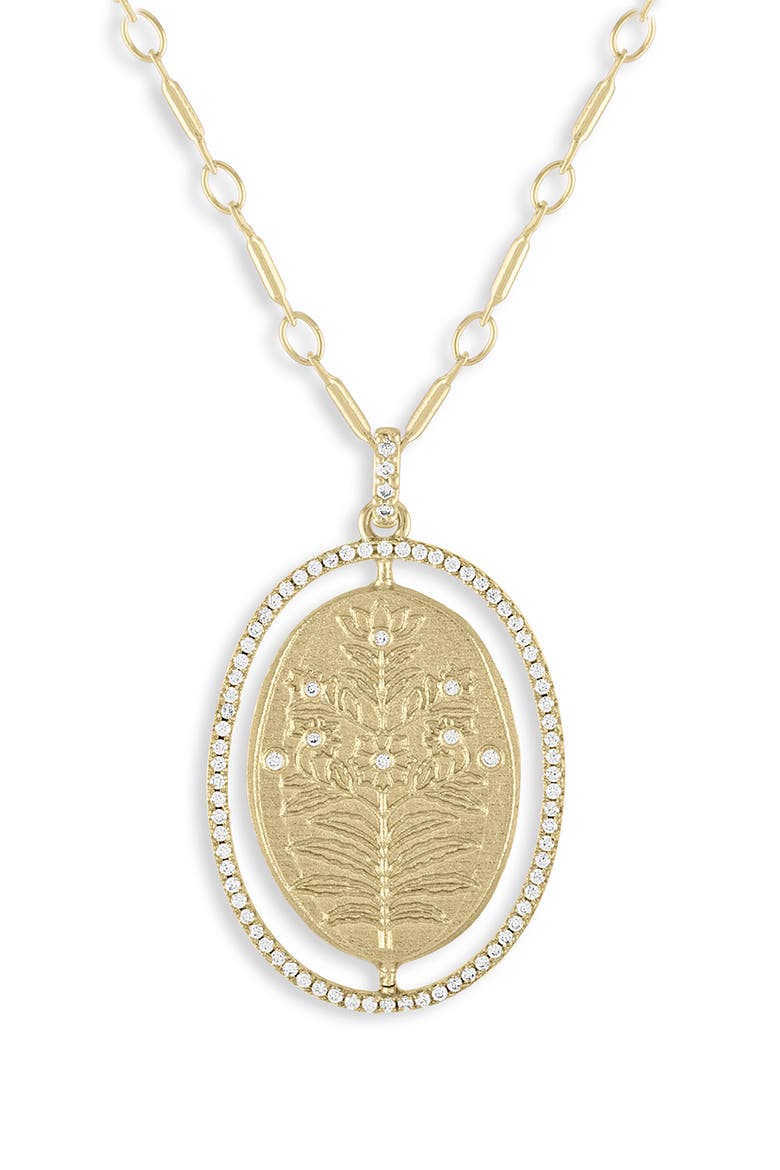 Floral Medallion Pendant Necklace, Main, color, GOLD