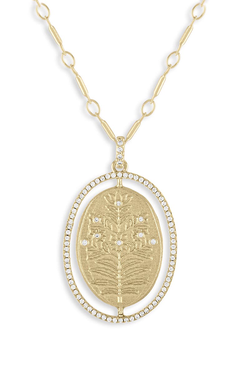 lulu dk Floral Medallion Pendant Necklace, Main, color, 