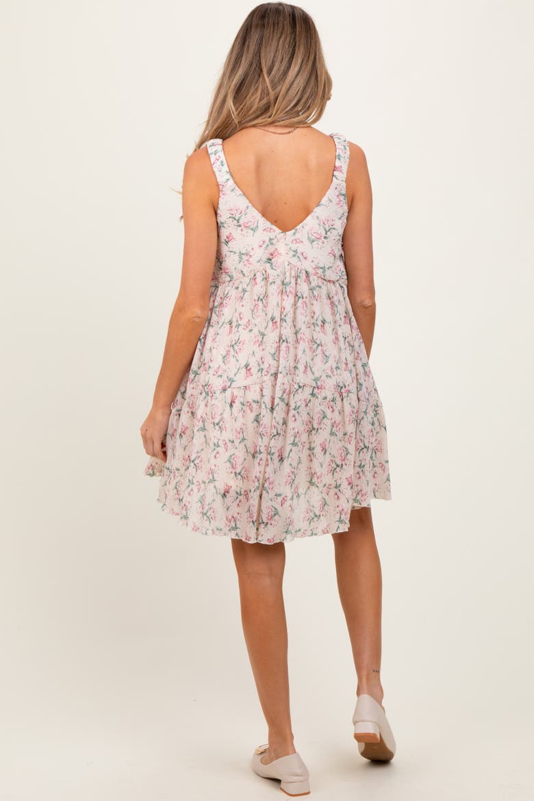 Floral Plisse Texture Mini Dress, Alternate, color, Pink