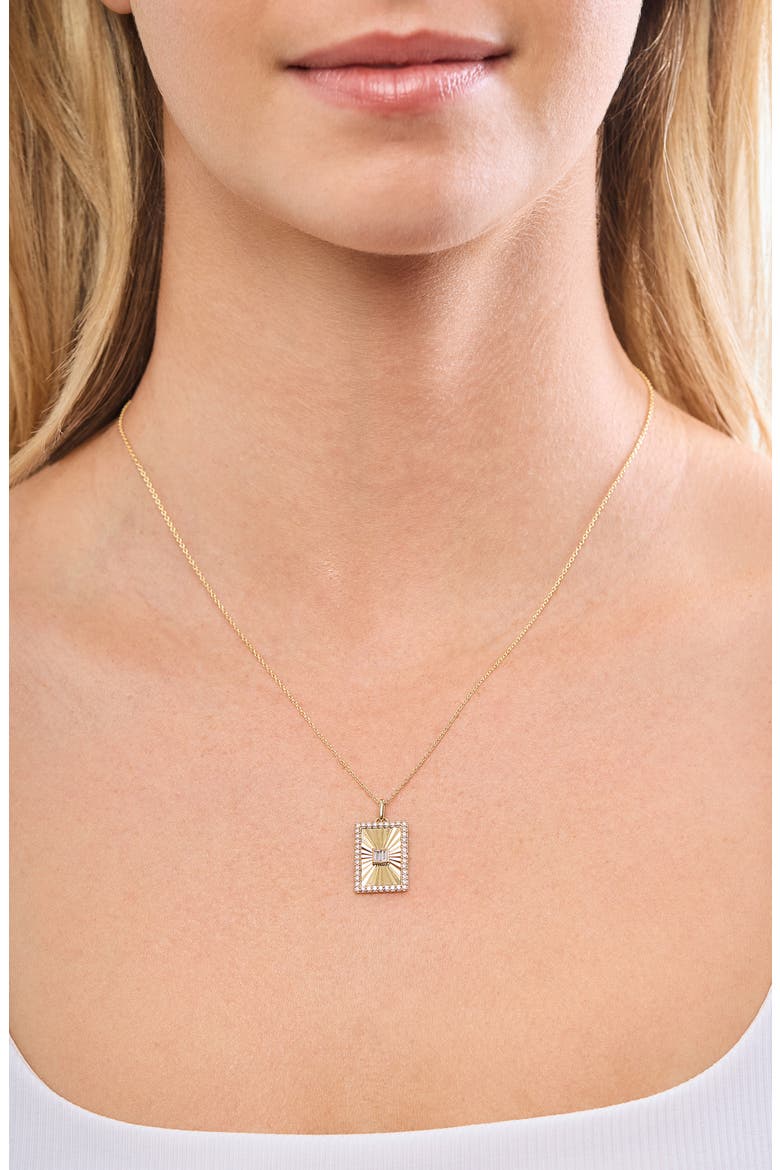 18K Gold Icon Diamond Rectangle Pendant Necklace, Alternate, color, 18K YELLOW GOLD/ DIAMOND