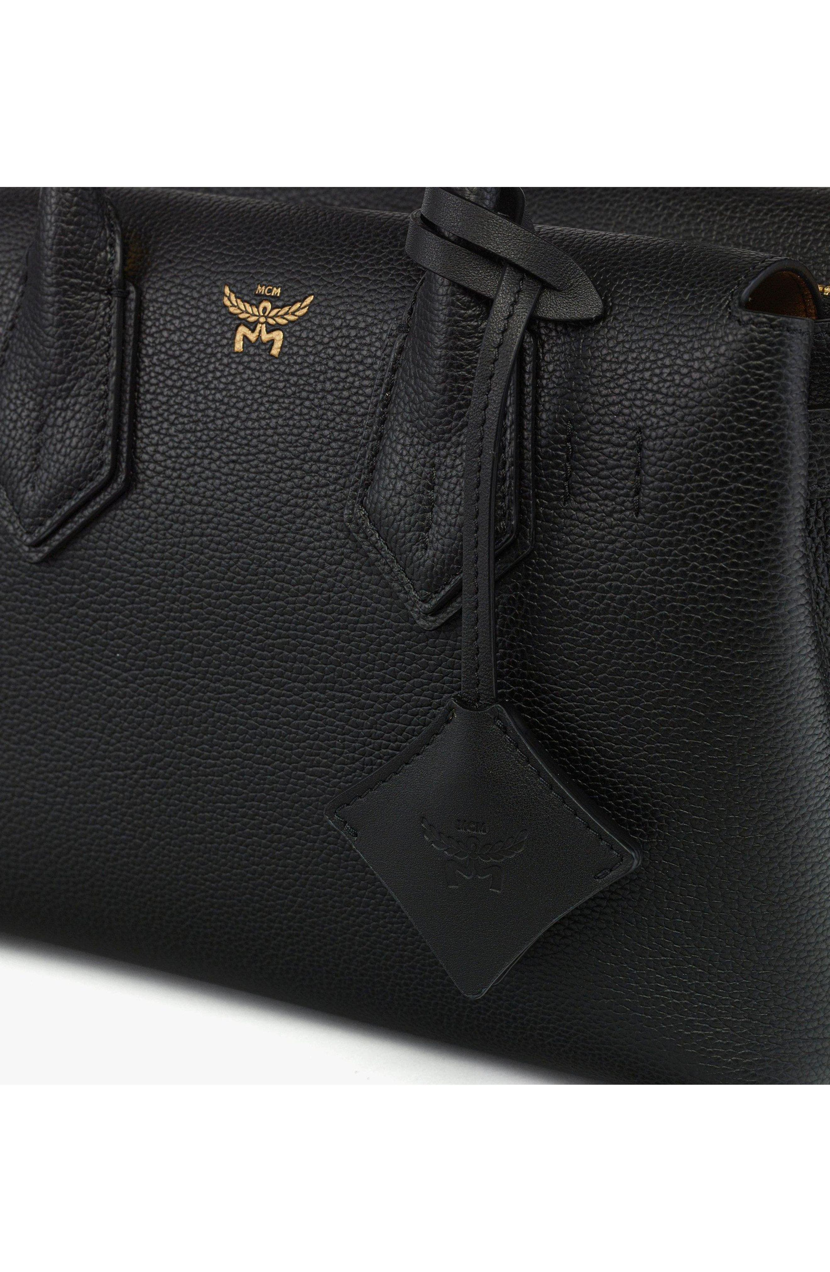 MCM Small Milla Tote in Spanish Embossed Leather, Alternate, color, Black