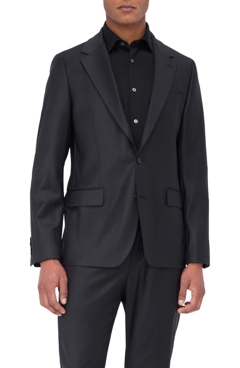 Bugatchi Solid Stretch Wool Travel Blazer, Main, color, Black