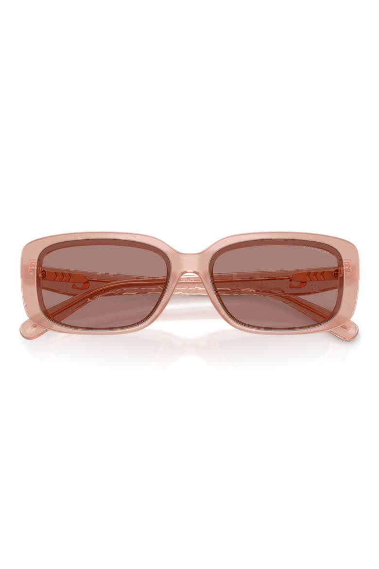 57mm Rectangular Sunglasses, Alternate, color, MILKY PINK / LIGHT BROWN SOLID