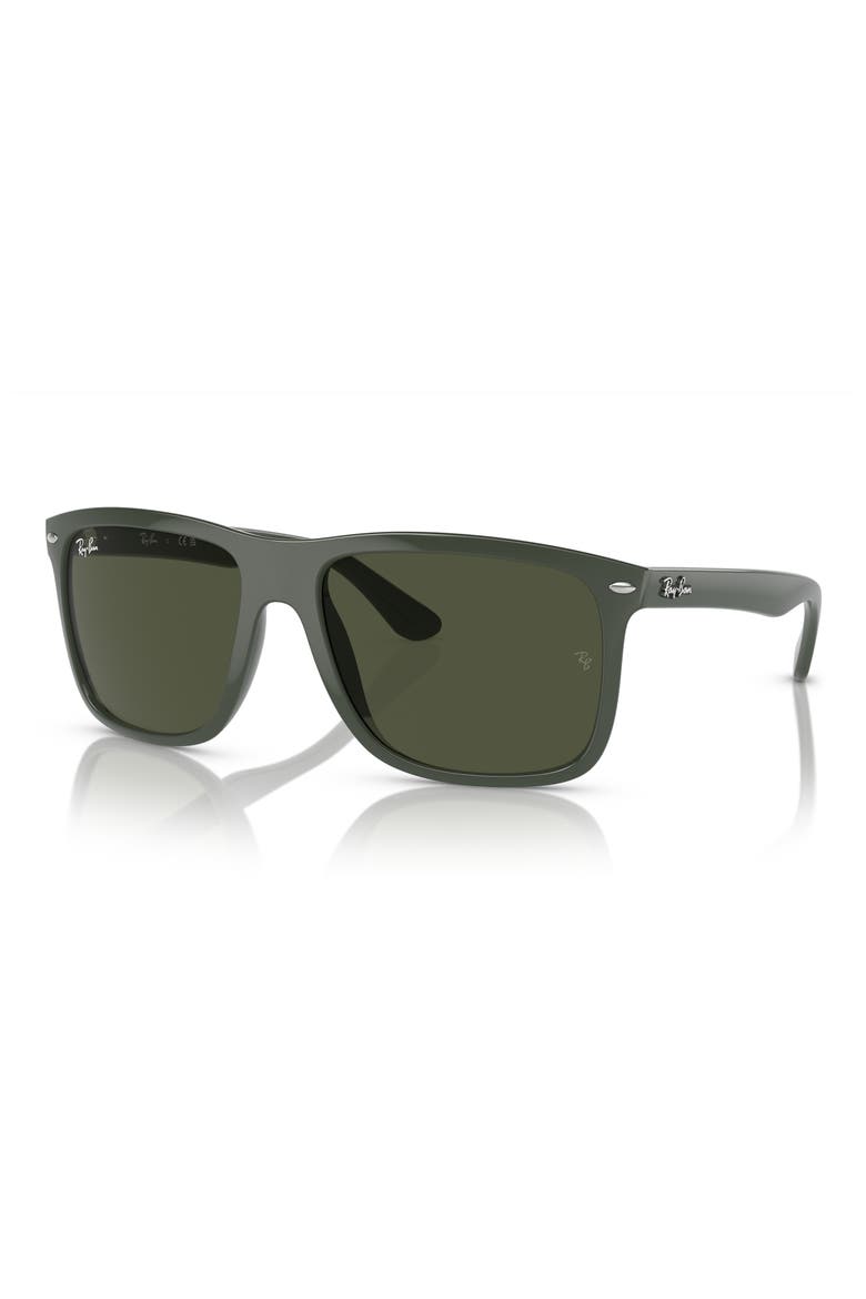 60mm Boyfriend Two Square Sunglasses, Alternate, color, GREEN