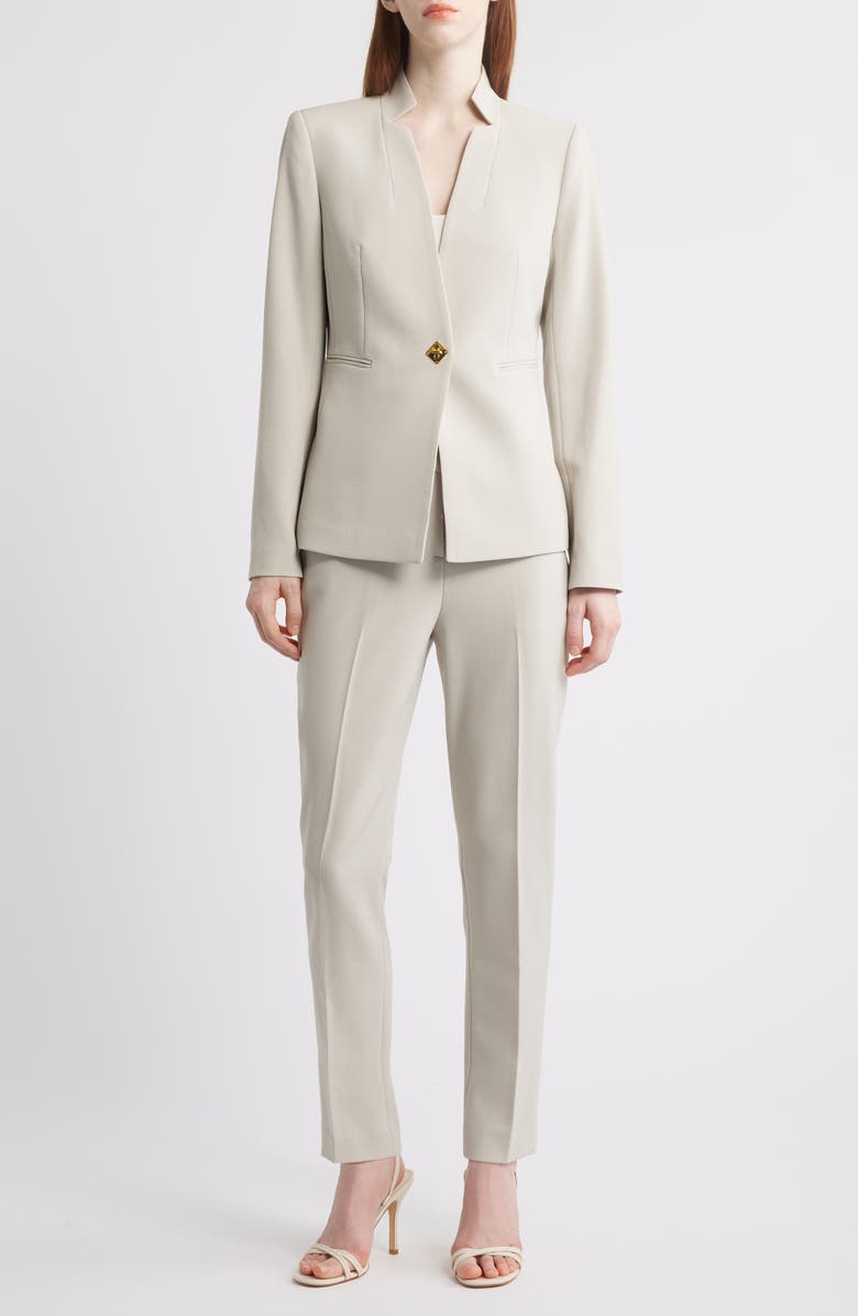 Tahari ASL Notch Neck One-Button Jacket, Main, color, Oatmeal