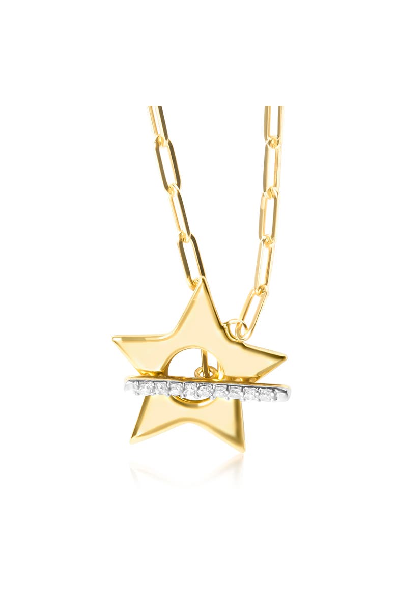 Haus of Brilliance 18K Yellow Gold Plated Sterling Silver Diamond Accent Star Pendant Necklace with Paperclip Chain, Alternate, color, Yellow Gold Over Silver