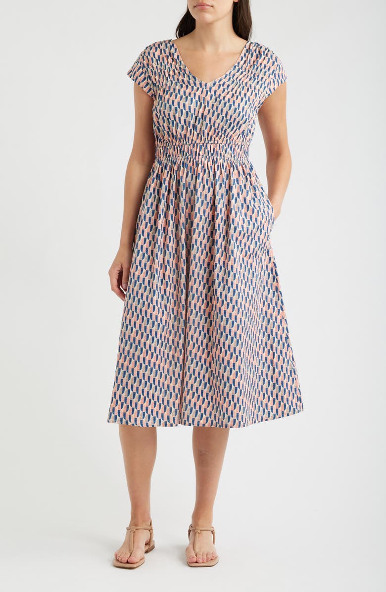 NIC+ZOE Dierdre Print Midi Dress, Main, color, Pink Multi