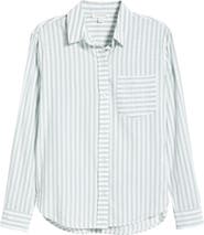 beachlunchlounge Campbell Directional Stripe Long Sleeve Cotton Blend Button-Up Shirt