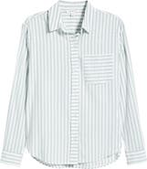 beachlunchlounge Campbell Directional Stripe Long Sleeve Cotton Blend Button-Up Shirt