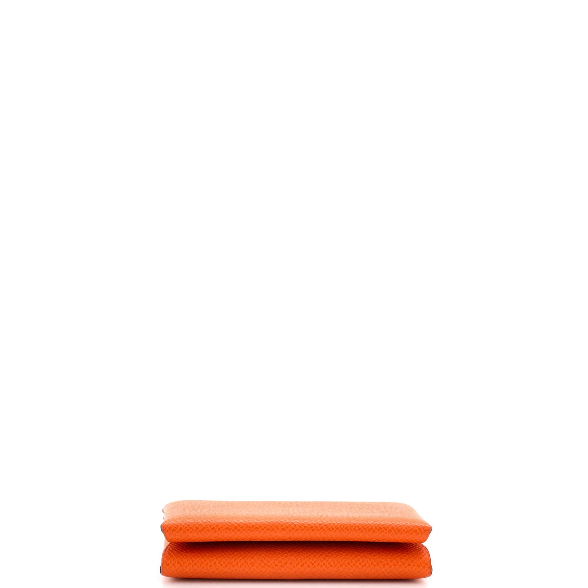 Calvi Duo Card Holder Epsom, Alternate, color, Verso-Orange H/Lime