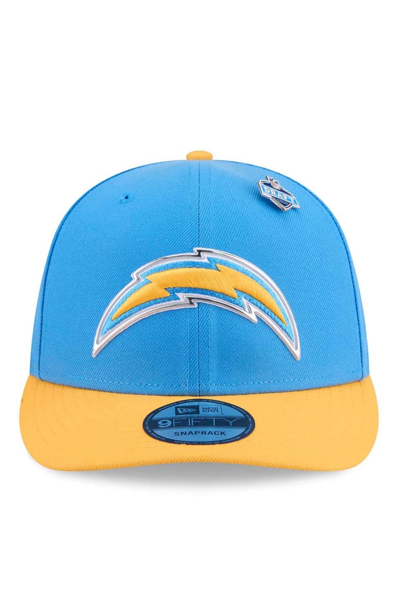 Men's New Era  Powder Blue/Gold Los Angeles Chargers 2026 NFL Draft On Stage Pre-Curved 9FIFTY Snapback Hat, Alternate, color, Powder Blue