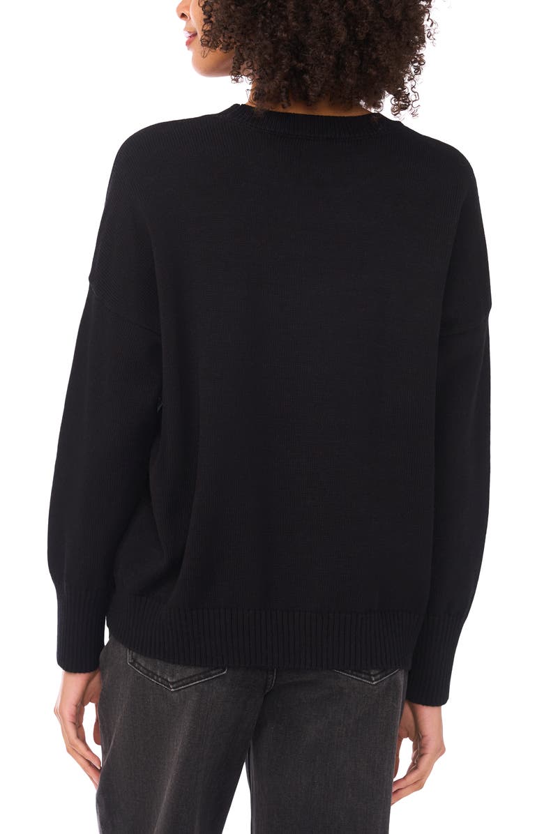 CeCe Merci Heart Cotton Sweater, Alternate, color, Rich Black