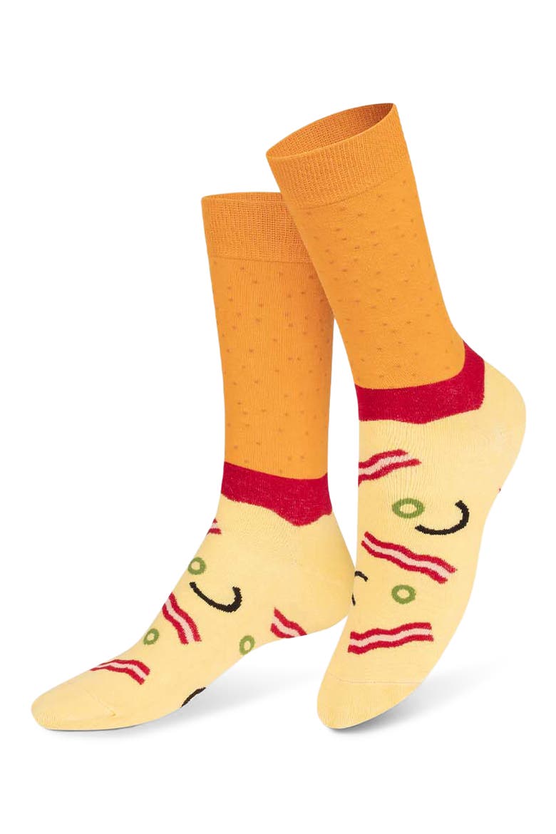 2-Pack Napoli Pizza Crew Socks, Main, color, ORANGE MULTI