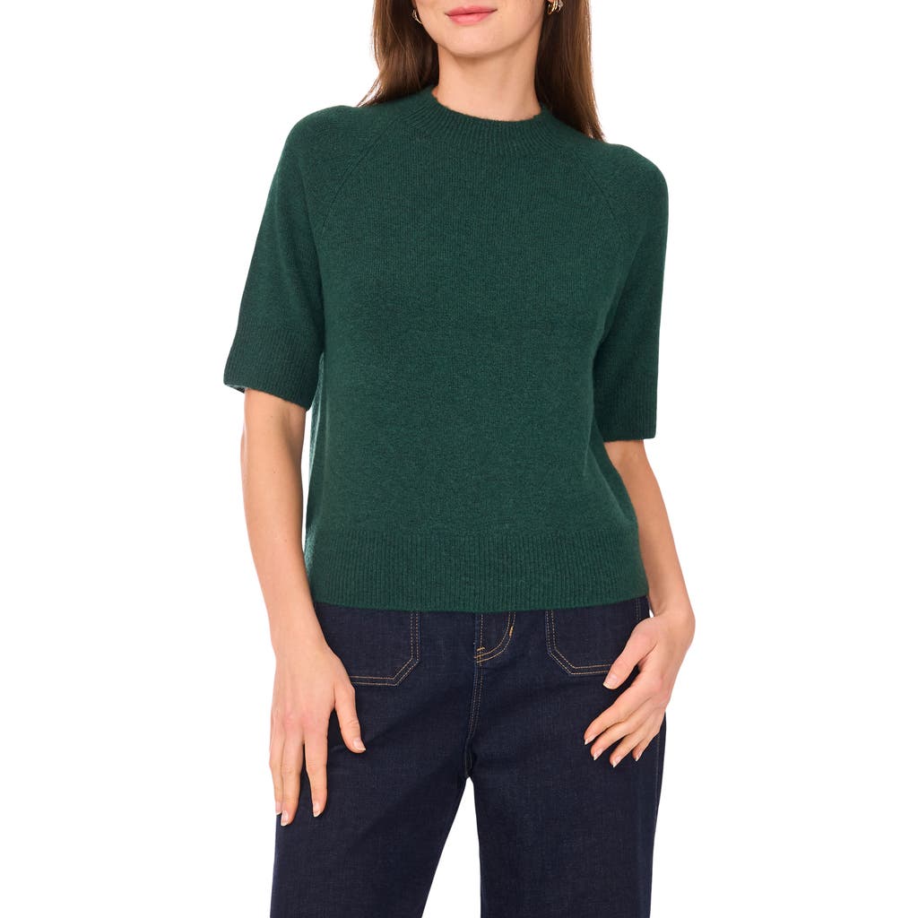 Vince Camuto Crewneck Short Sleeve Sweater In Green