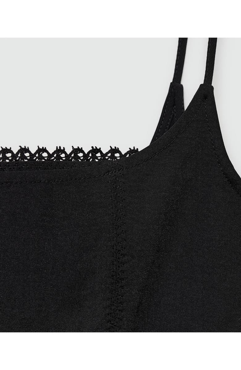 MANGO Lace Trim Minidress, Alternate, color, Black