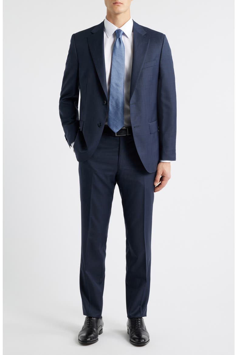 Hartford Classic Fit Navy Plaid Wool Suit, Main, color, NAVY