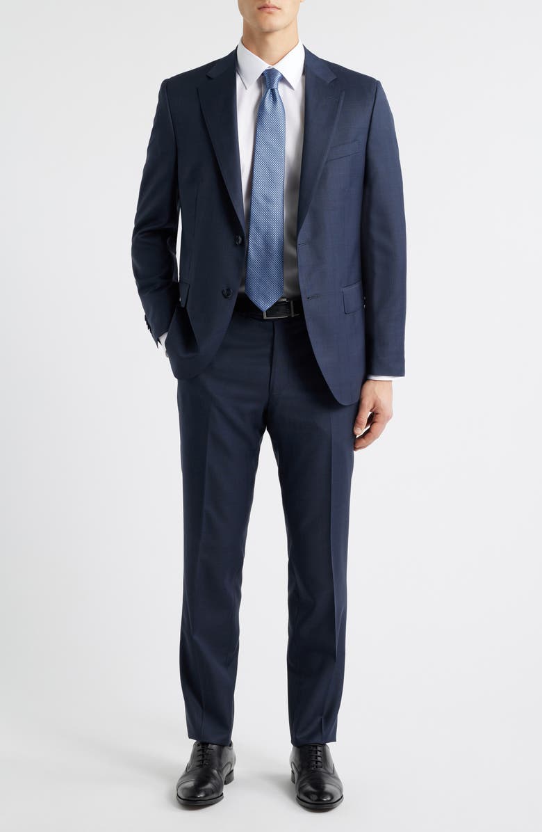 Peter Millar Hartford Classic Fit Navy Plaid Wool Suit, Main, color, Navy