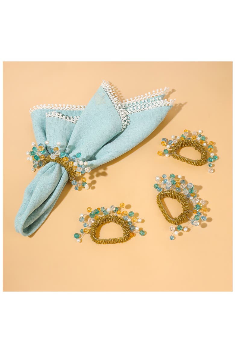 Mediterranean Harvest Set of 4 Napkin Rings, Alternate, color, BLUE/ YELLOW