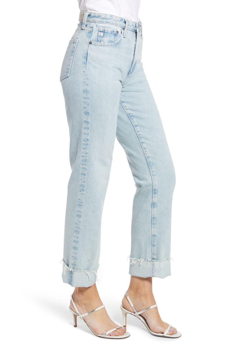 AG Alexxis High Waist Raw Hem Straight Leg Jeans, Alternate, color, Fame