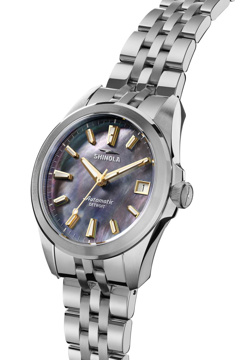 Shinola Circadian Monster Mother-of-Pearl Automatic Bracelet Watch, 36mm, Alternate, color, Grey