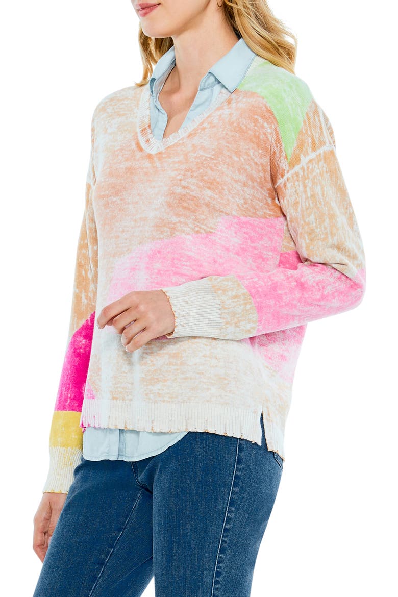 Mosaic Sunrise Sweater, Alternate, color, PINK MULTI