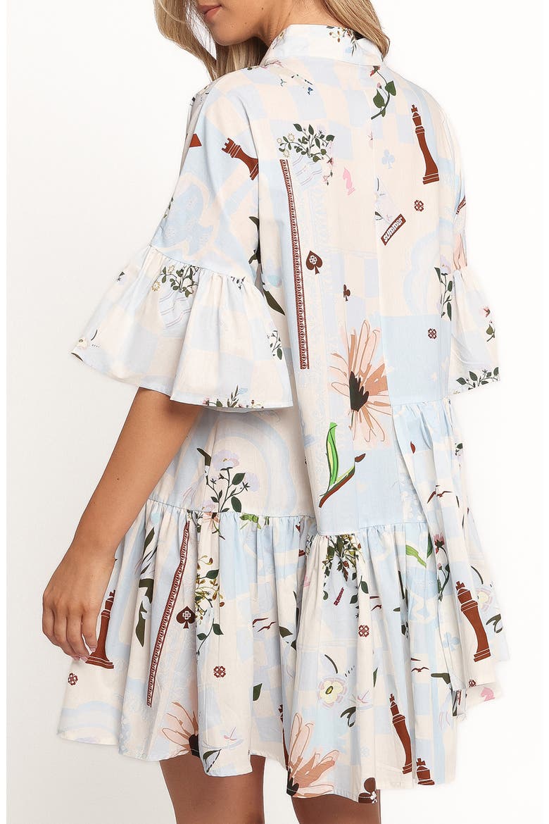 Marguerite Tiered Cotton Shirtdress, Alternate, color, BLUE FLORAL