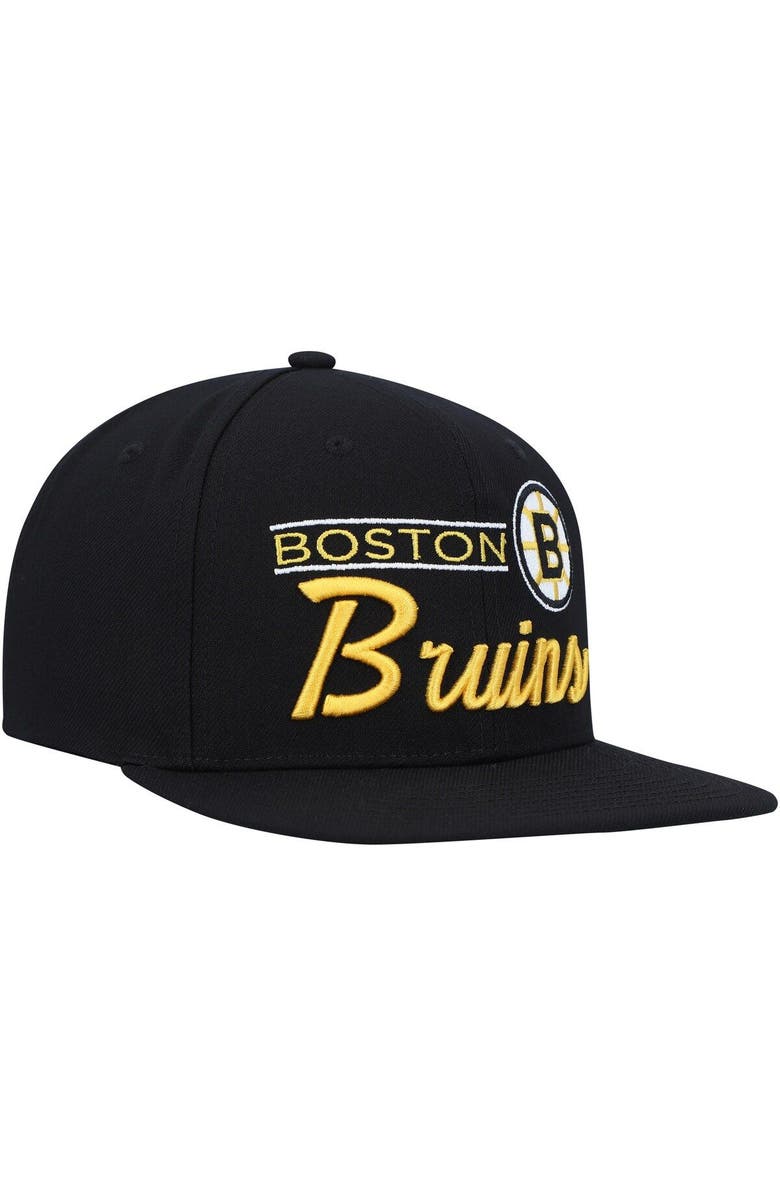 Mitchell & Ness Men's Mitchell & Ness Black Boston Bruins Retro Lock Up Snapback Hat, Alternate, color, 